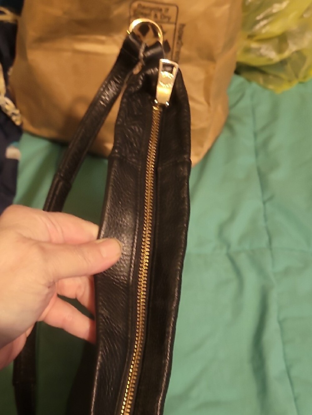 Coach Black Pebbled Leather Tote with Gold Hardware - Picture 4 of 6